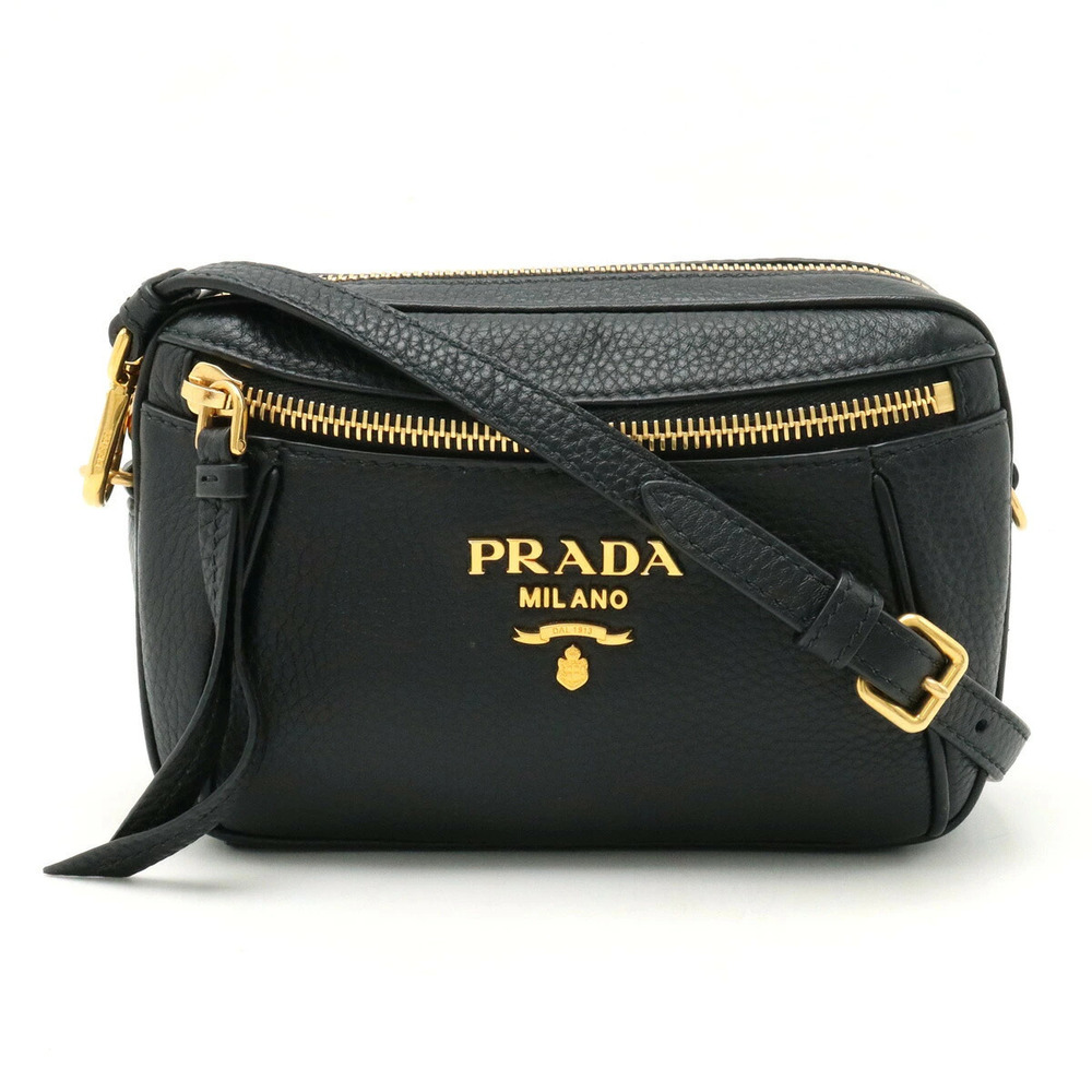 Prada Vitello Daino Body Bag Crossbody Leather NERO Black